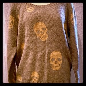 Torrid Grey & Gold Skull sweater